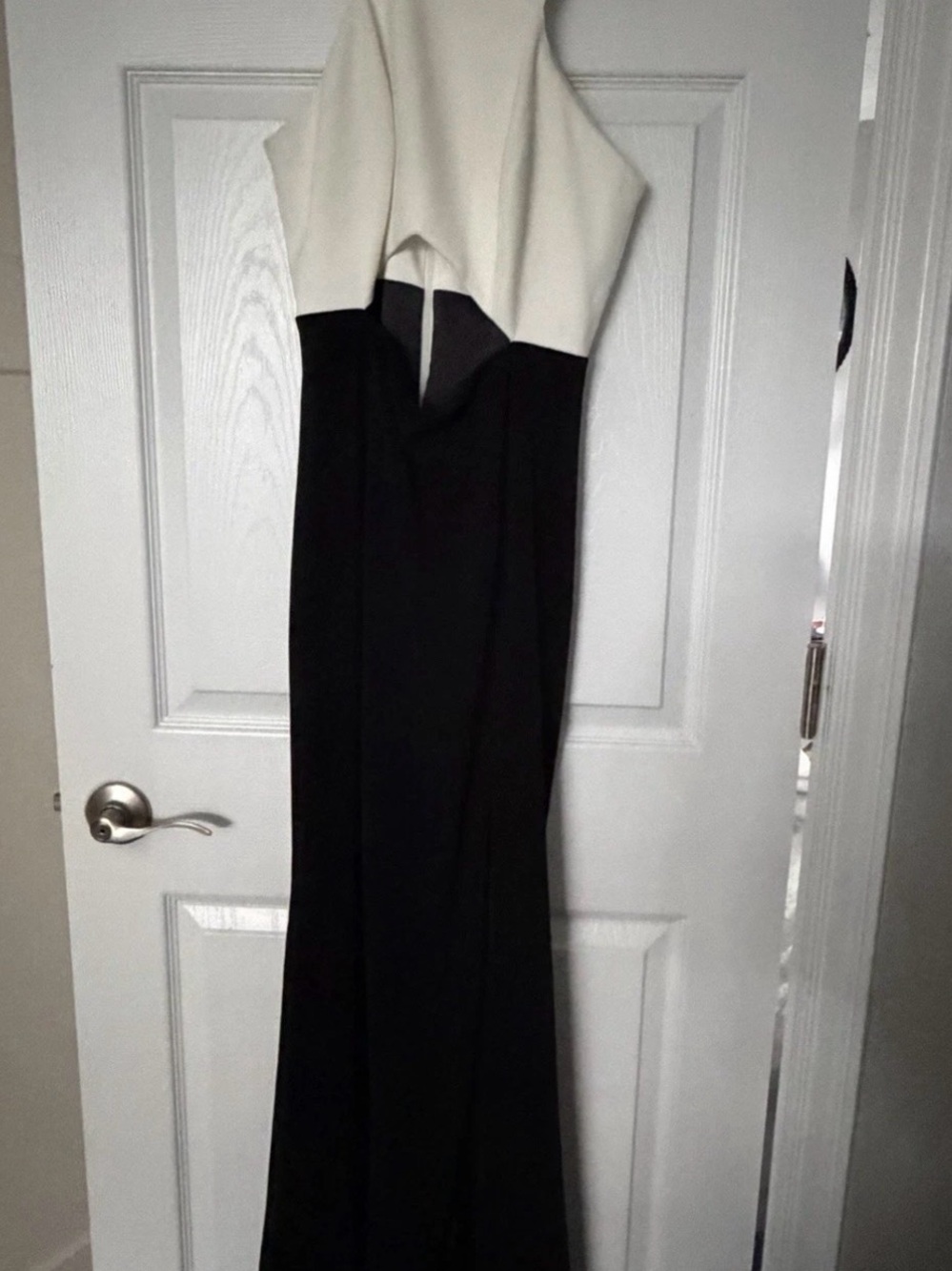 JAYGODFREY Black and White Halter Cutout Gown